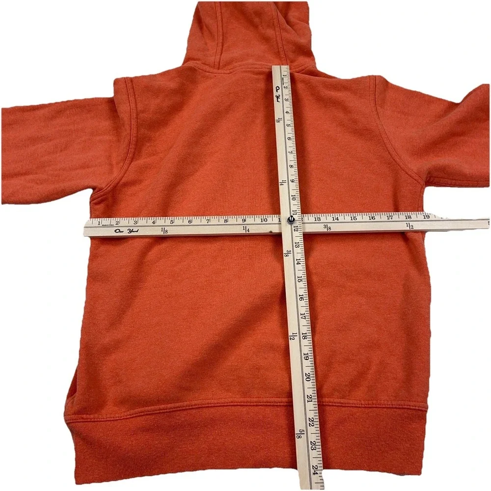 North Face Hoodie Men Small Orange Blue Sweatshirt Sweater Spell Out Outdoor A67